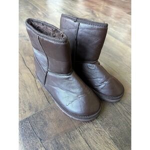 UGG Boots Womens 38 Brown Classic Short Sheepskin Lined Mid Calf Cozy Slip On